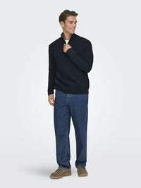 Join Half Zip Genser - Dark Sapphire Only & Sons