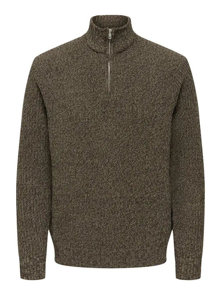 Join Half Zip Genser - Walnut Only & Sons