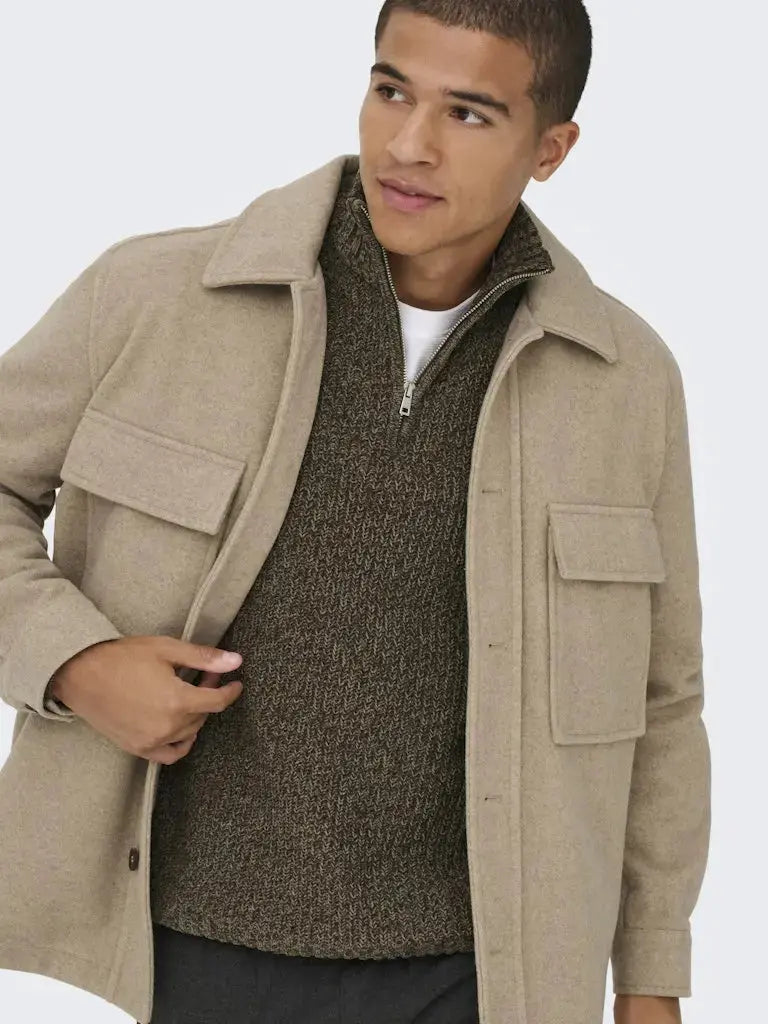 Join Half Zip Genser - Walnut Only & Sons