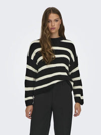 Justy Strikket Genser - Black Stripes JDY