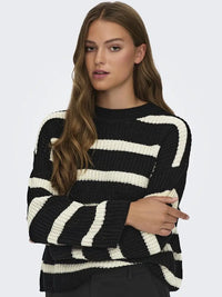 Justy Strikket Genser - Black Stripes JDY