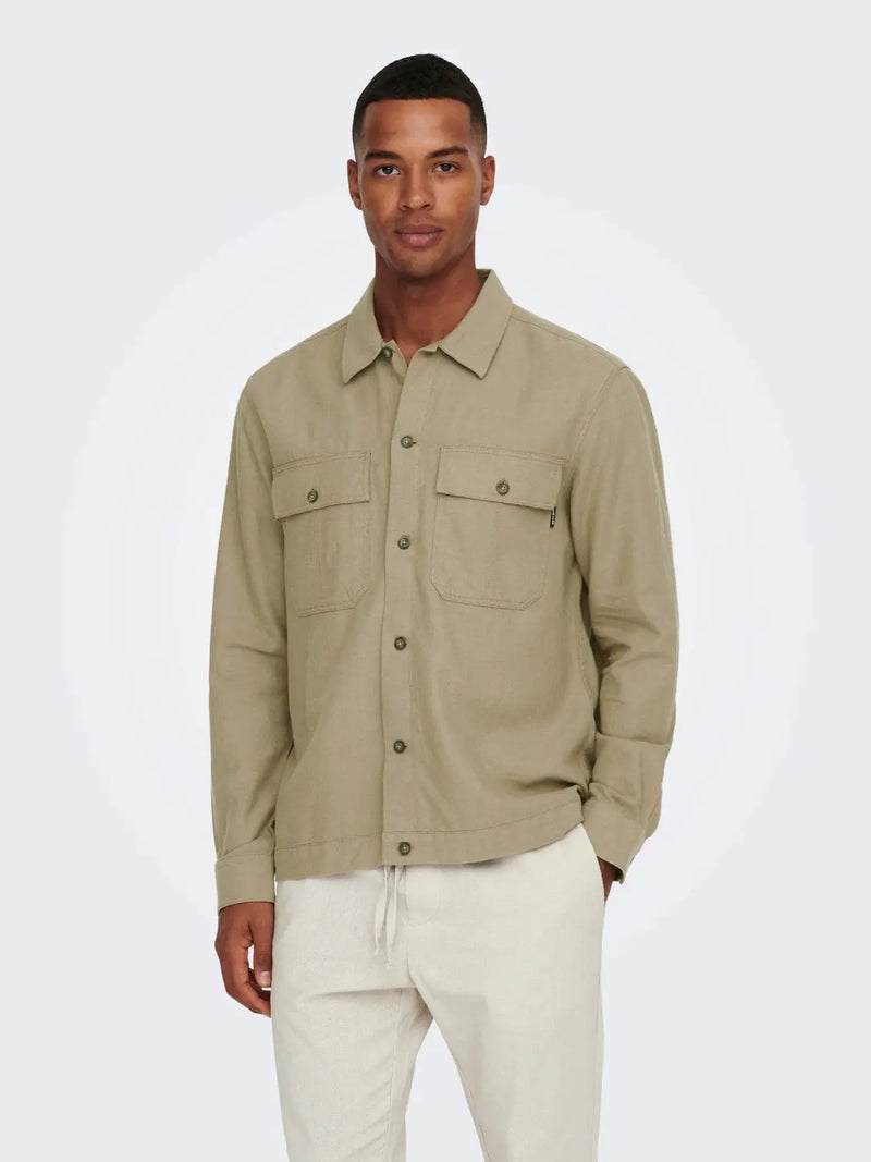 Kennet Lin Overshirt - Chinchilla Only & Sons