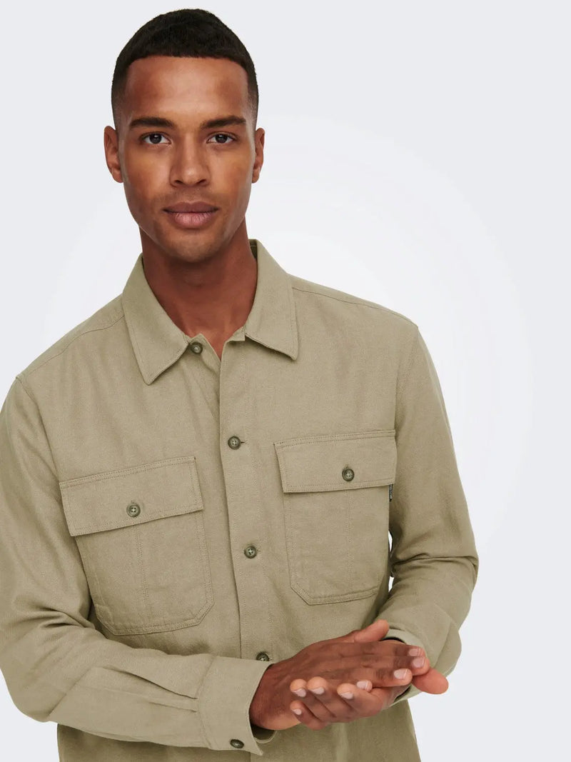 Kennet Lin Overshirt - Chinchilla Only & Sons