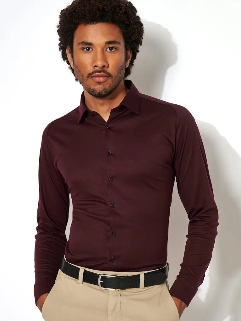 Kent Flex Shirt 402 - Dark Burgundy Pique DESOTO