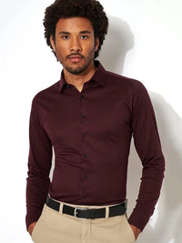Kent Flex Shirt 402 - Dark Burgundy Pique DESOTO