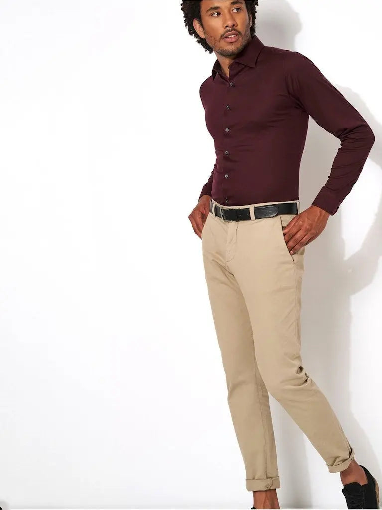 Kent Flex Shirt 402 - Dark Burgundy Pique DESOTO