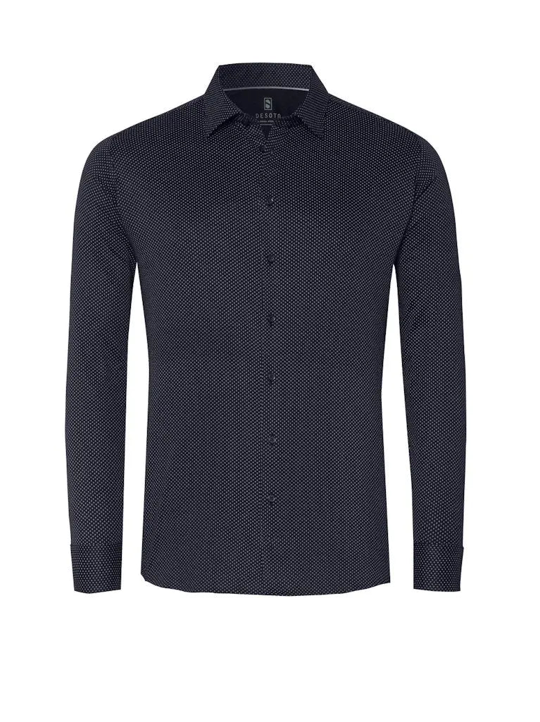 Kent Flex Shirt 581 - Navy Squares DESOTO