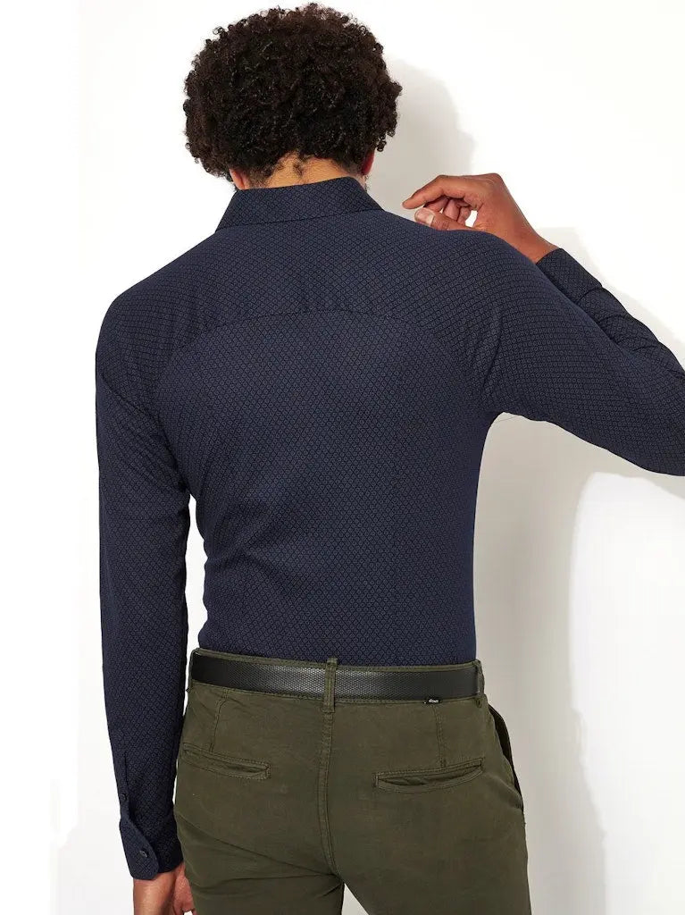 Kent Flex Shirt 598 - Navy Dots DESOTO