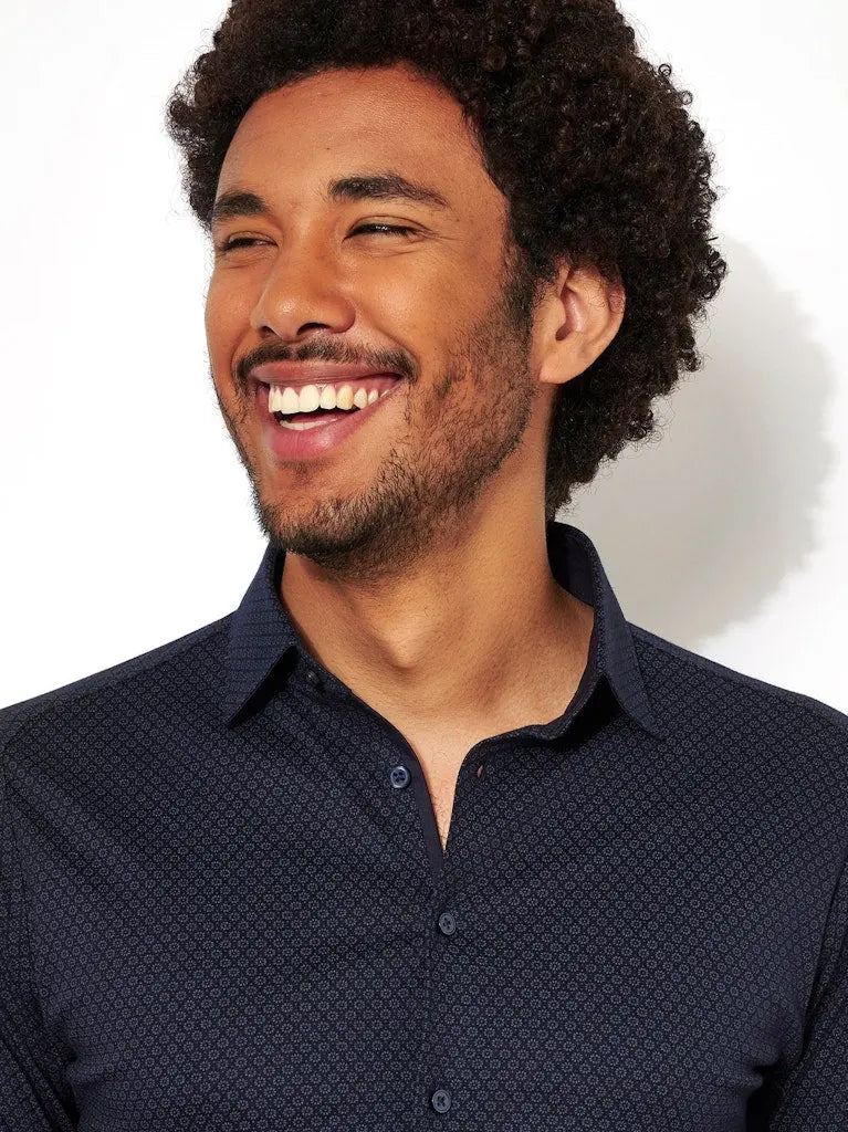 Kent Flex Shirt 598 - Navy Dots DESOTO