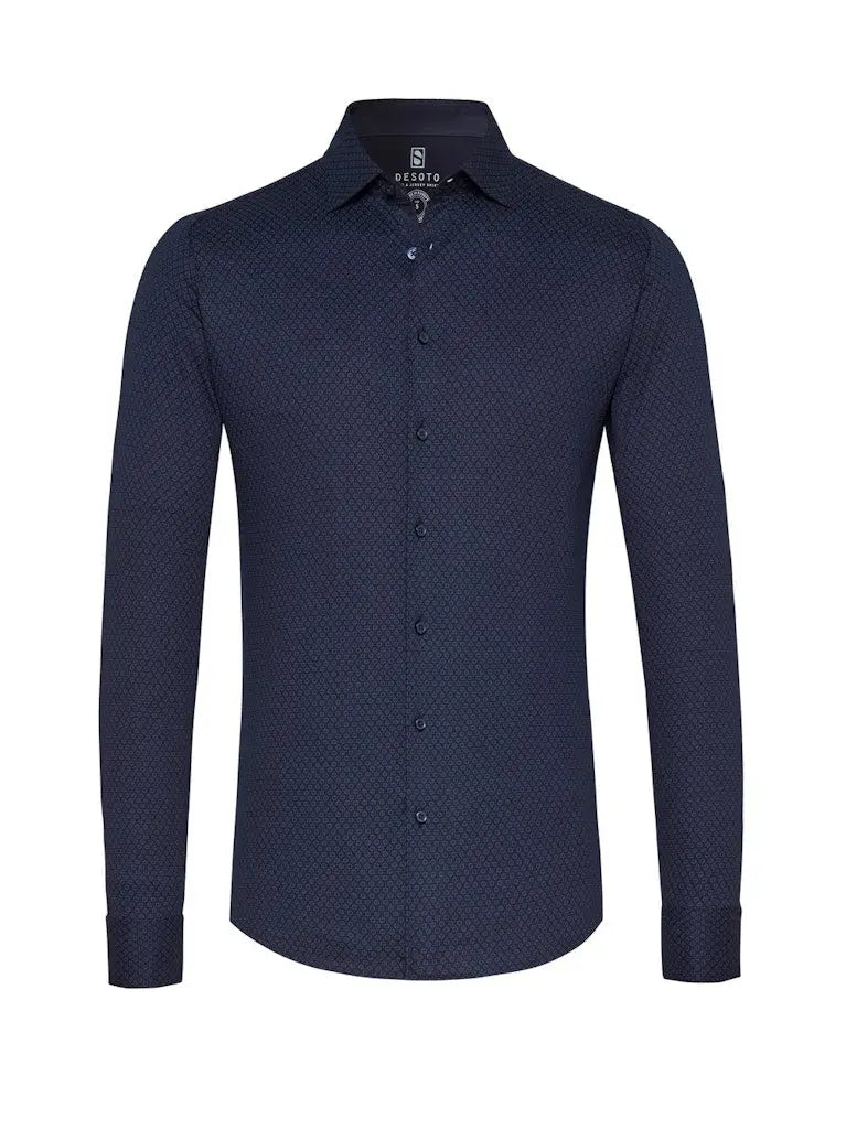 Kent Flex Shirt 598 - Navy Dots DESOTO