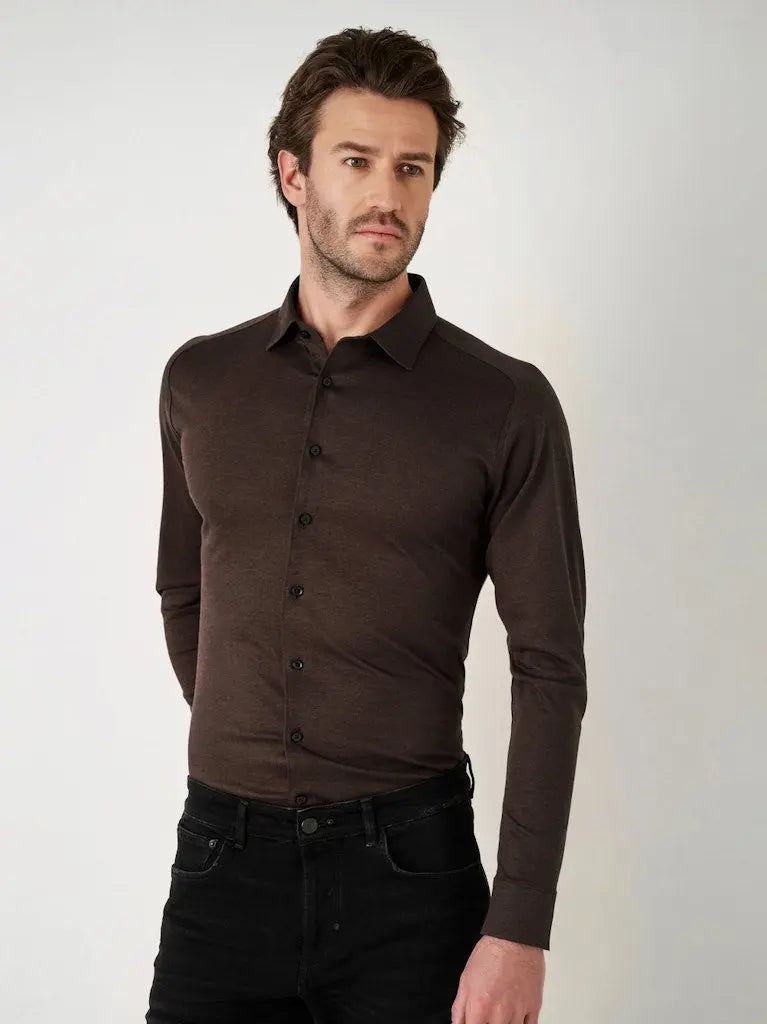 Kent Flex Shirt 882 - Brown Pique DESOTO