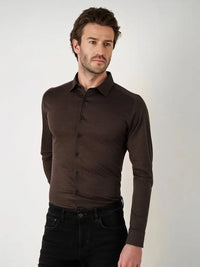 Kent Flex Shirt 882 - Brown Pique DESOTO