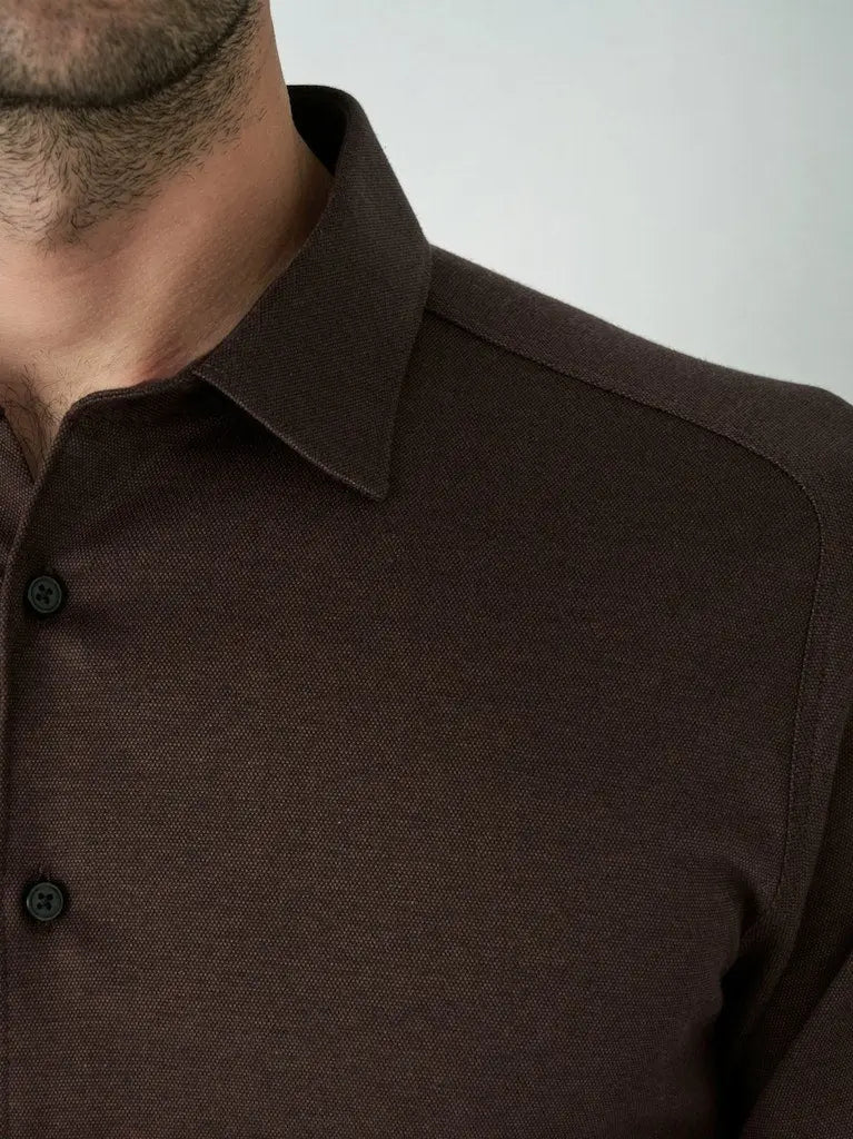 Kent Flex Shirt 882 - Brown Pique DESOTO