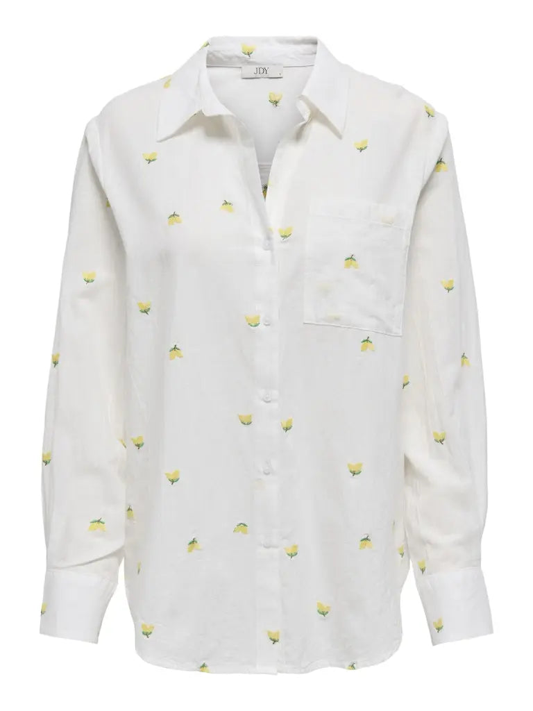 Kimie Skjorte Brodert - Cloud Dancer/Lemon JDY