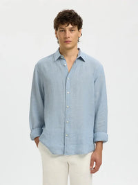 Kylian Regular Linskjorte - Blue Fog/Det White Selected Homme