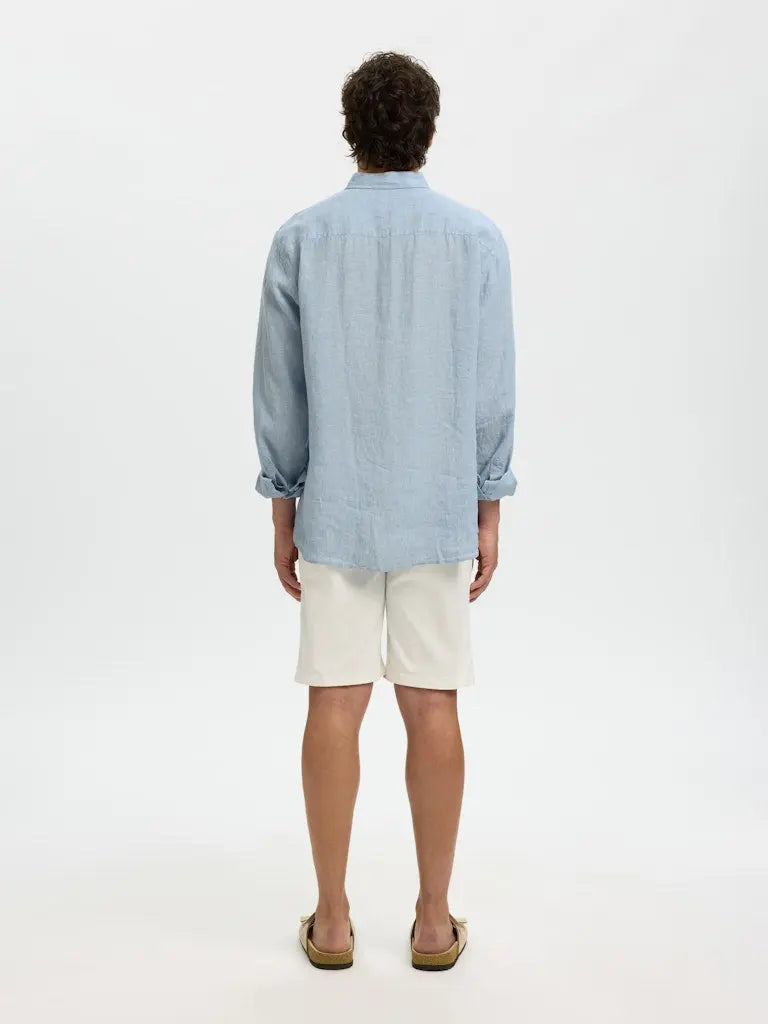 Kylian Regular Linskjorte - Blue Fog/Det White Selected Homme