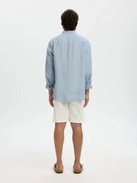 Kylian Regular Linskjorte - Blue Fog/Det White Selected Homme