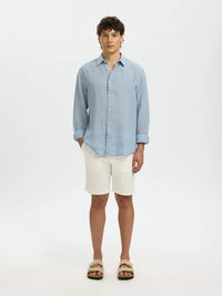 Kylian Regular Linskjorte - Blue Fog/Det White Selected Homme