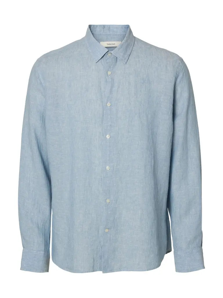 Kylian Regular Linskjorte - Blue Fog/Det White Selected Homme