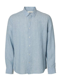 Kylian Regular Linskjorte - Blue Fog/Det White Selected Homme