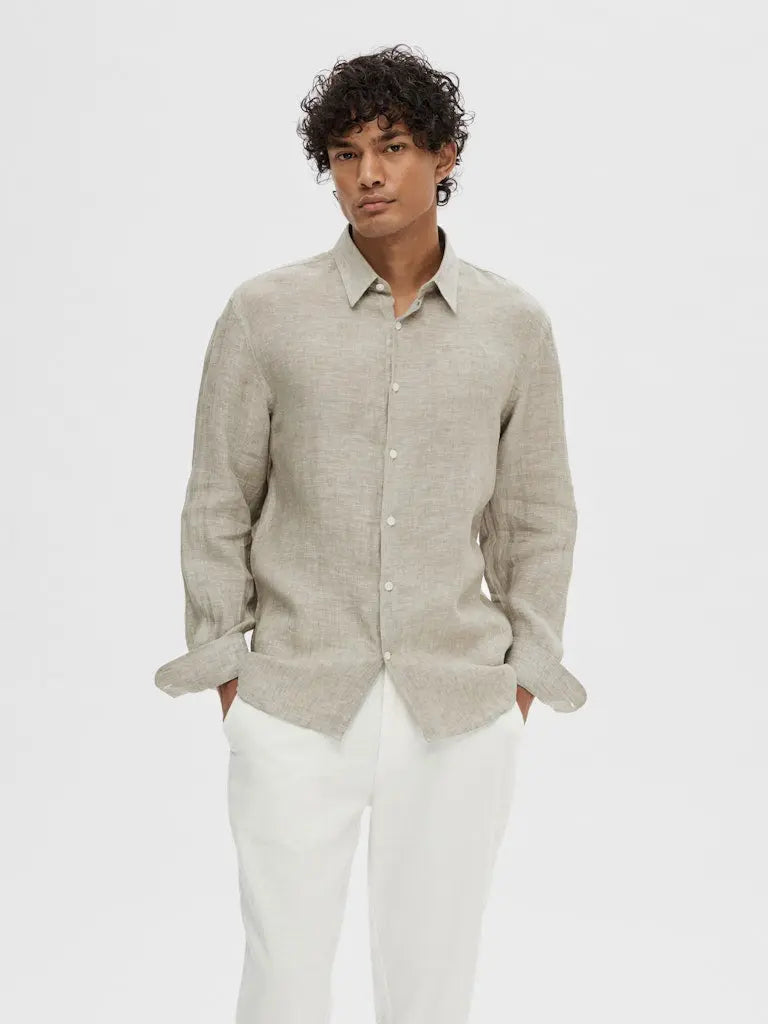 Kylian Regular Linskjorte - Vetiver Selected Homme