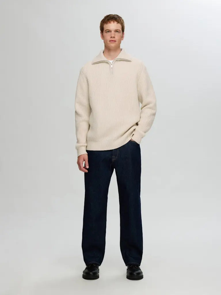 Land Ull Half Zip - Tofu Selected Homme