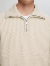 Land Ull Half Zip - Tofu Selected Homme