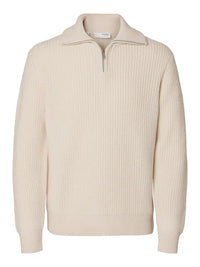 Land Ull Half Zip - Tofu Selected Homme