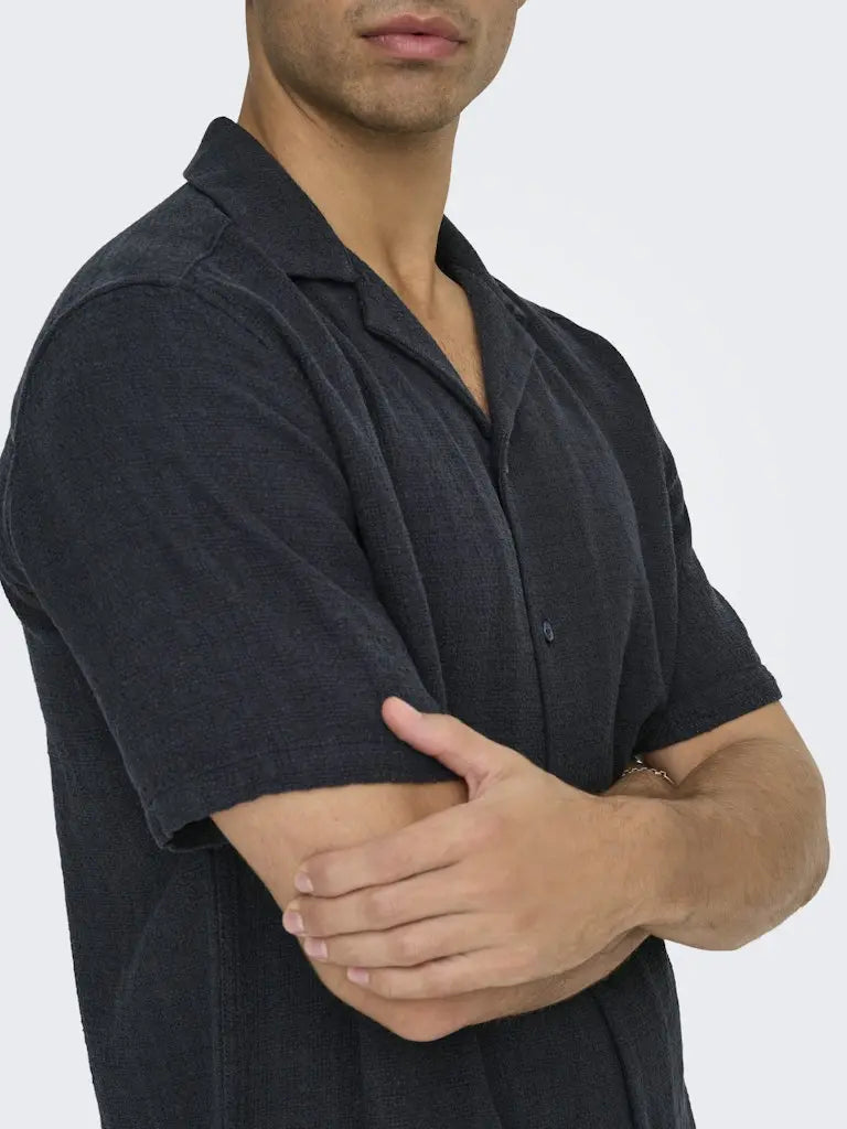 Latham Resort Skjorte - Dark Navy Only & Sons