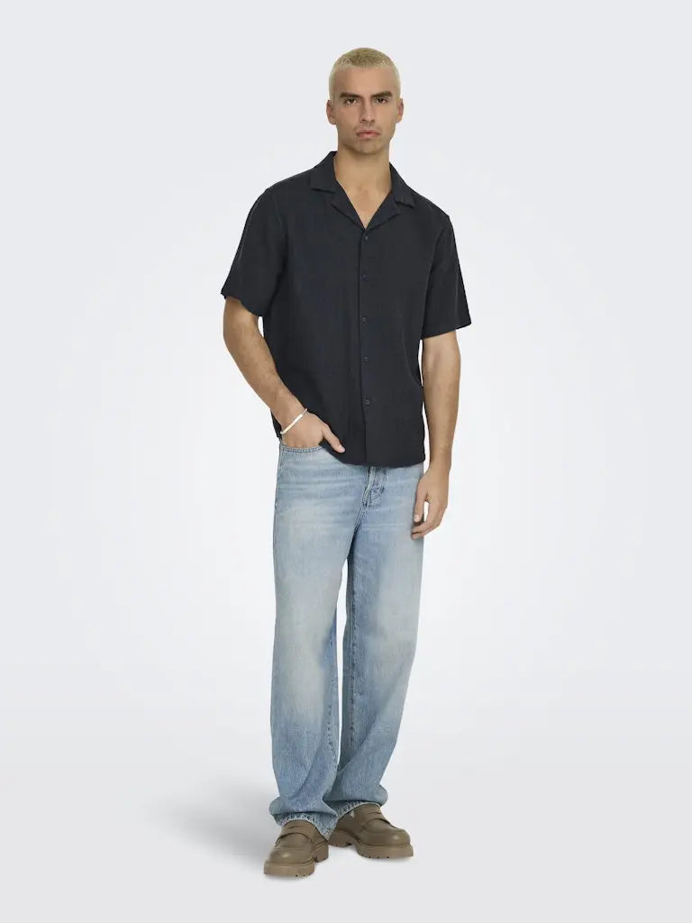Latham Resort Skjorte - Dark Navy Only & Sons