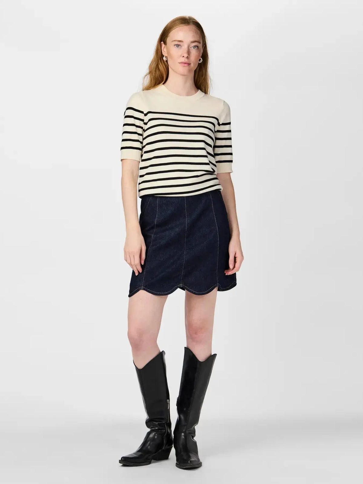Lena Strikkegenser SS - Birch Stripes Y.A.S