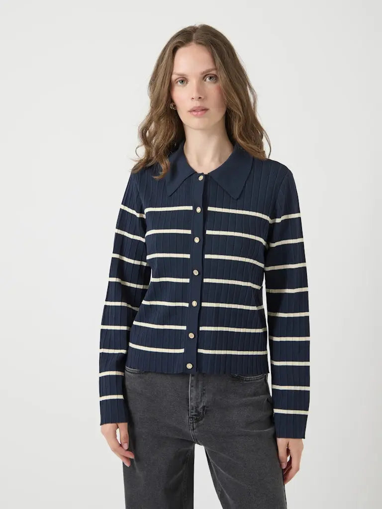 Limana Strikket Cardigan - Navy Blazer Stripe Y.A.S