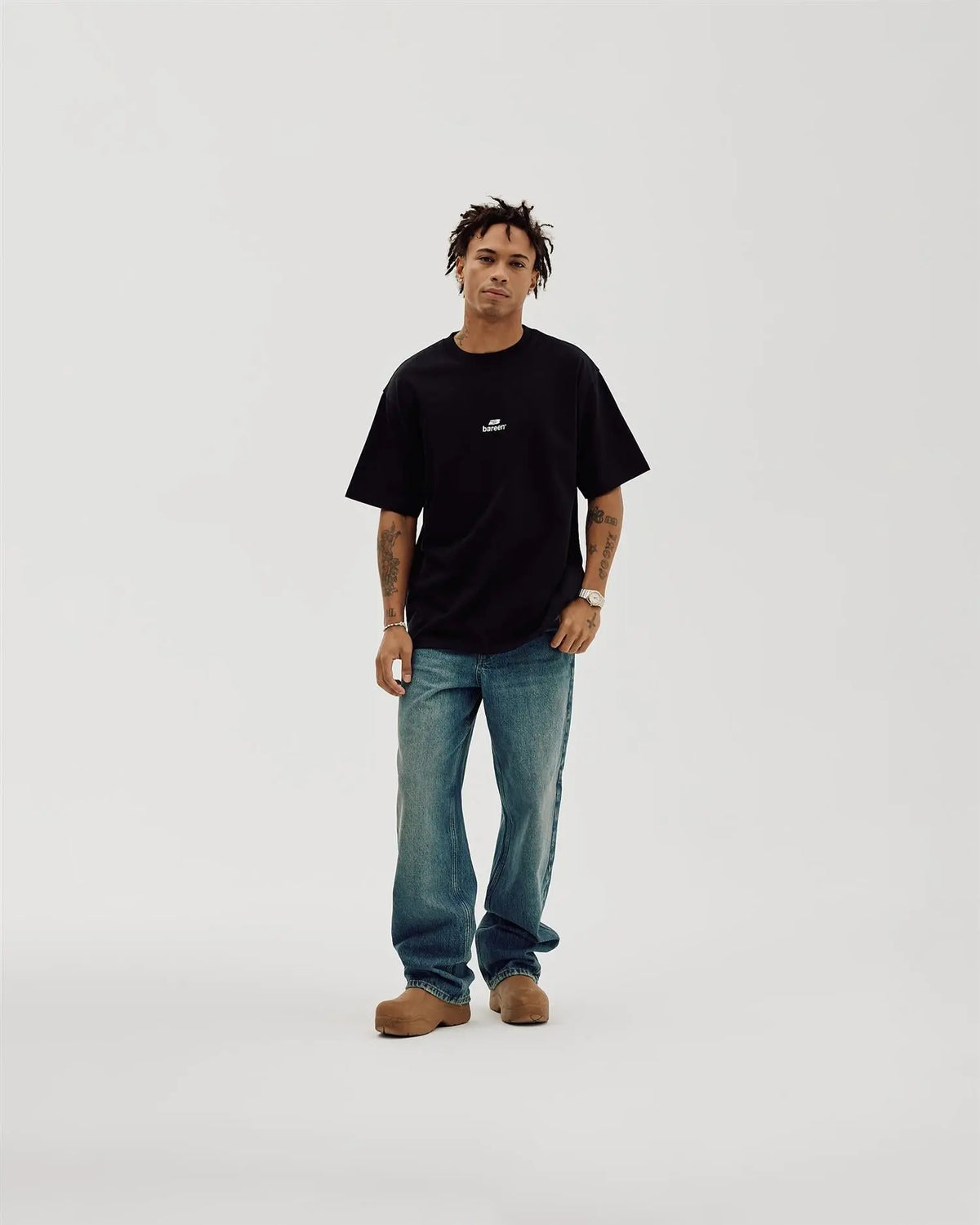 Logo Box Fit T-Skjorte - Black Bareen