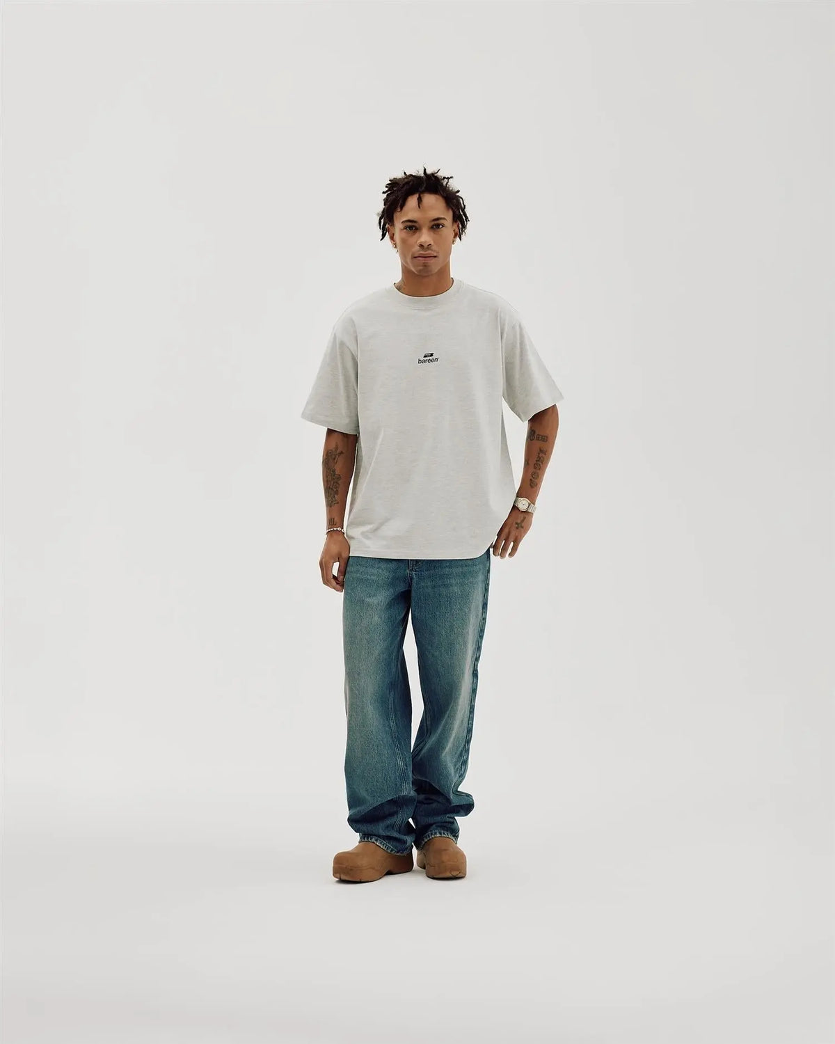 Logo Box Fit T-Skjorte - Cloudy Grey Bareen
