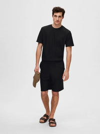 Loose Plissé Shorts - Black Selected Homme