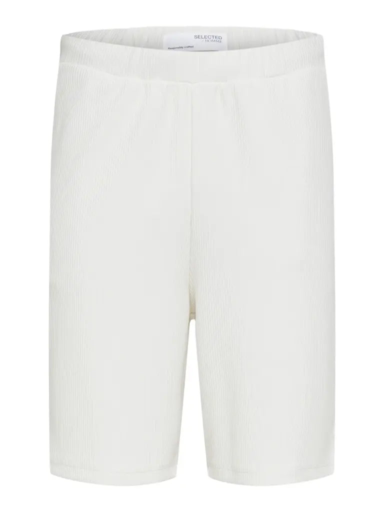 Loose Plissé Shorts - Egret Selected Homme