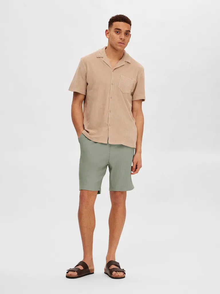 Loose Plissé Shorts - Vetiver Selected Homme