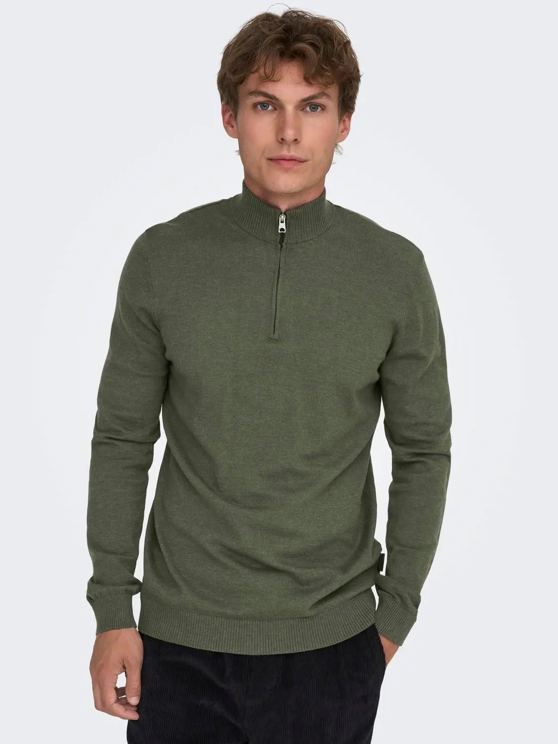 Loui Genser Half Zip - Castor Grey Only & Sons