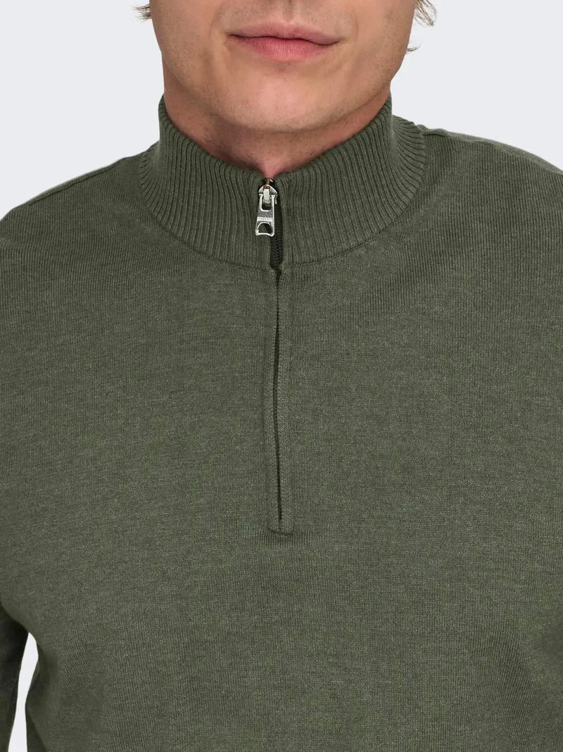 Loui Genser Half Zip - Castor Grey Only & Sons