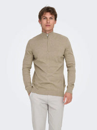 Loui Genser Half Zip - Desert Taupe Only & Sons