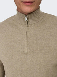 Loui Genser Half Zip - Desert Taupe Only & Sons