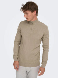 Loui Genser Half Zip - Desert Taupe Only & Sons