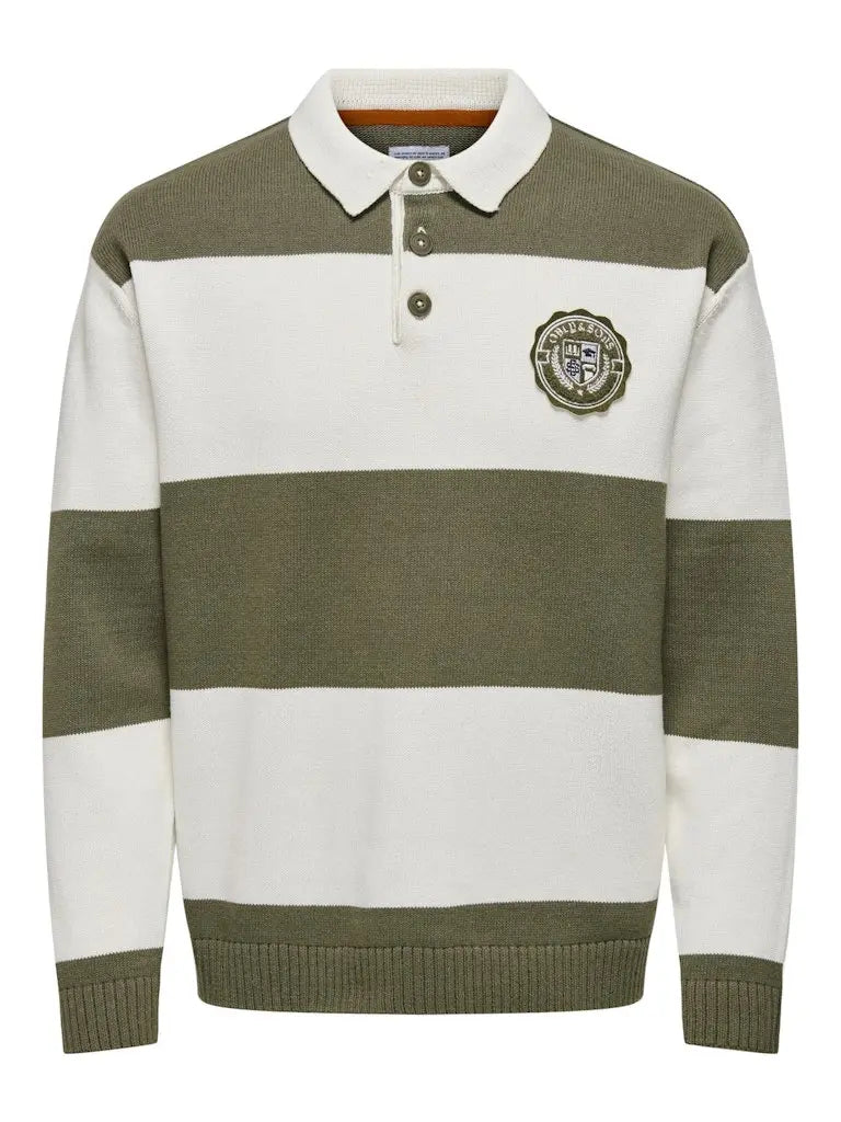 Luca Strikket Polo Genser - Dusty Olive Only & Sons