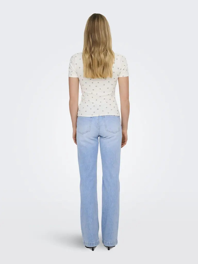 Lucky Print T-Skjorte - Cloud Dancer/Poppy Flower JDY