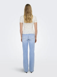Lucky Print T-Skjorte - Cloud Dancer/Poppy Flower JDY