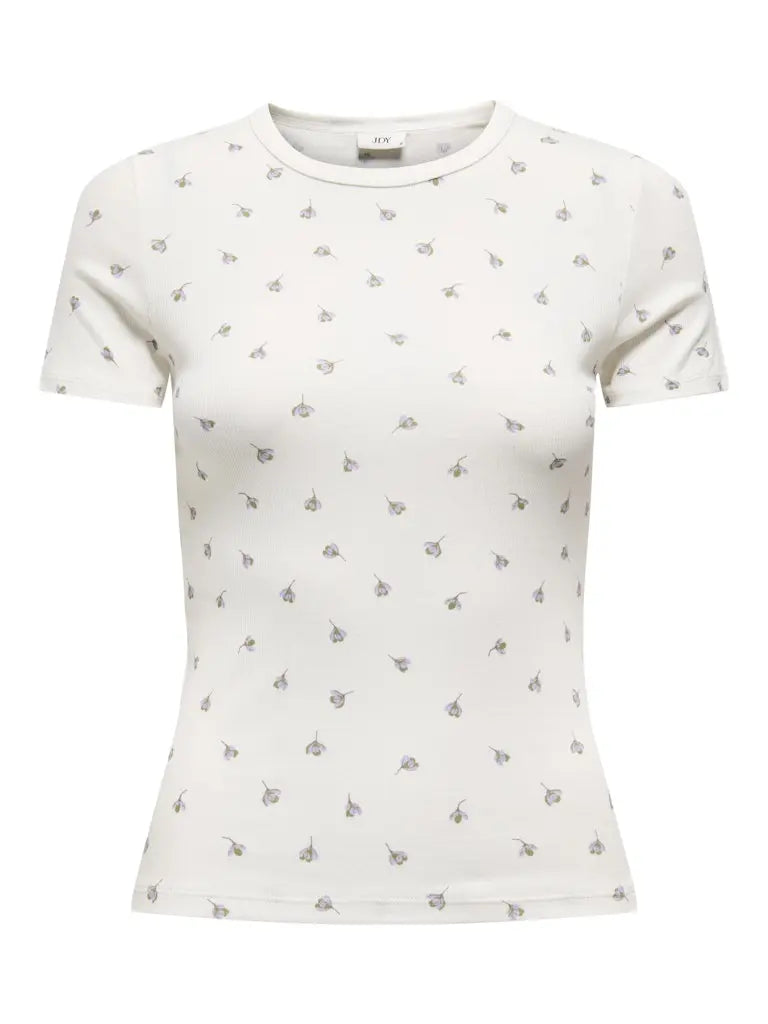 Lucky Print T-Skjorte - Cloud Dancer/Poppy Flower JDY