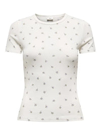 Lucky Print T-Skjorte - Cloud Dancer/Poppy Flower JDY