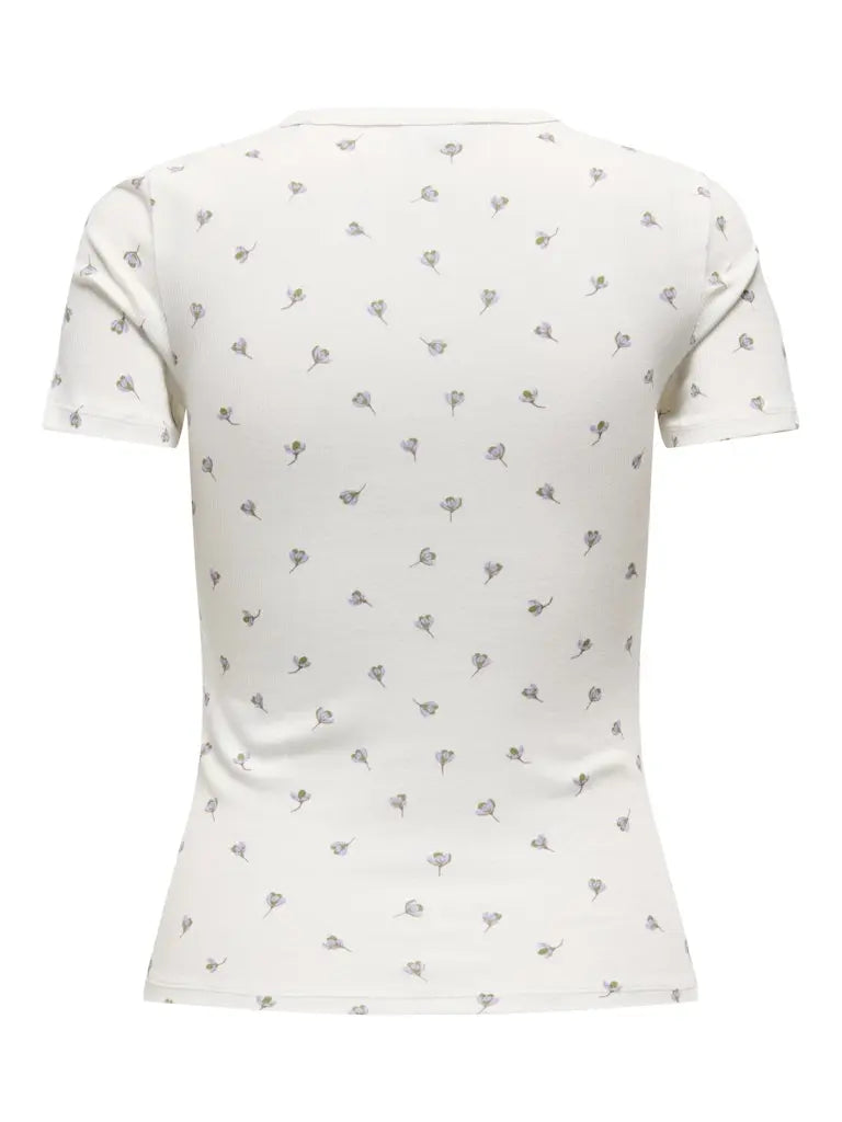 Lucky Print T-Skjorte - Cloud Dancer/Poppy Flower JDY