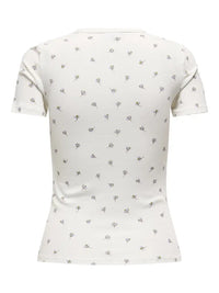 Lucky Print T-Skjorte - Cloud Dancer/Poppy Flower JDY