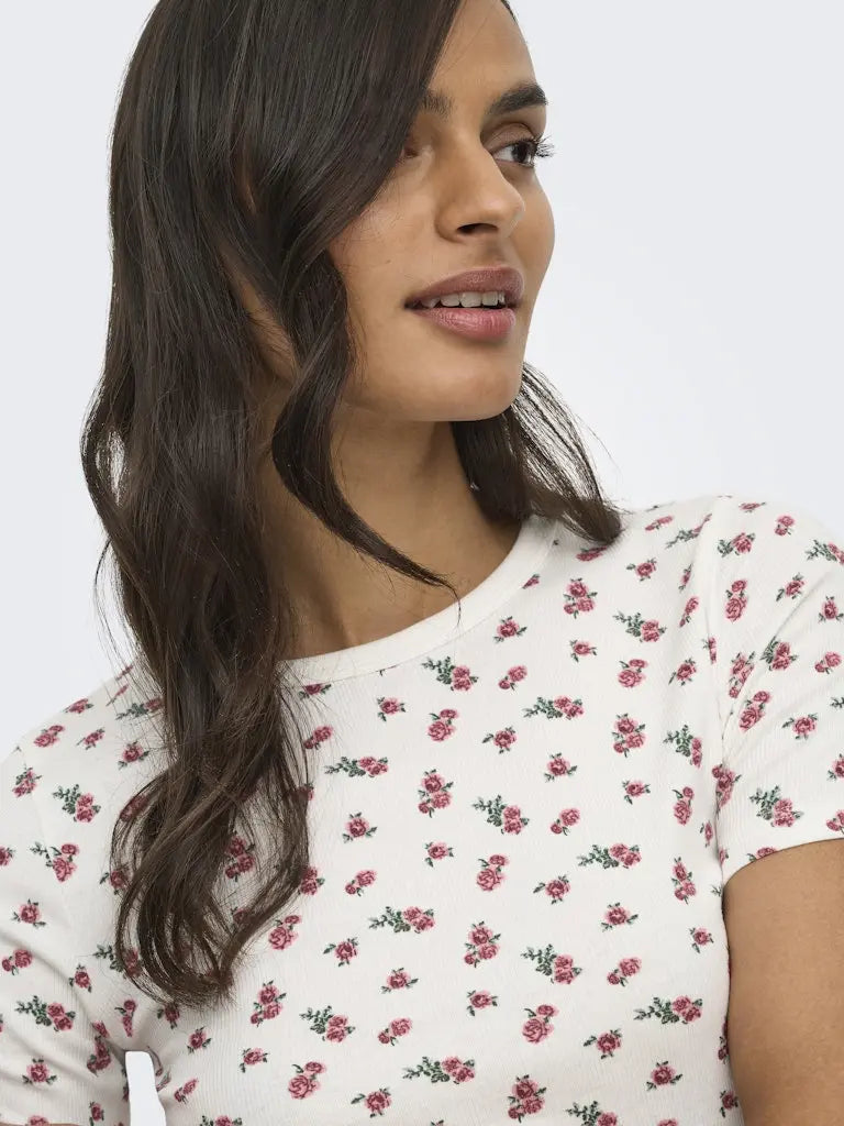 Lucky Print T-Skjorte - Cloud Dancer/Rose JDY